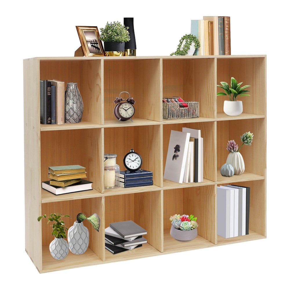 3 Tiers Storage Cabinet Rectangular 12-Cube Storage Shelf Bookcase 120cm