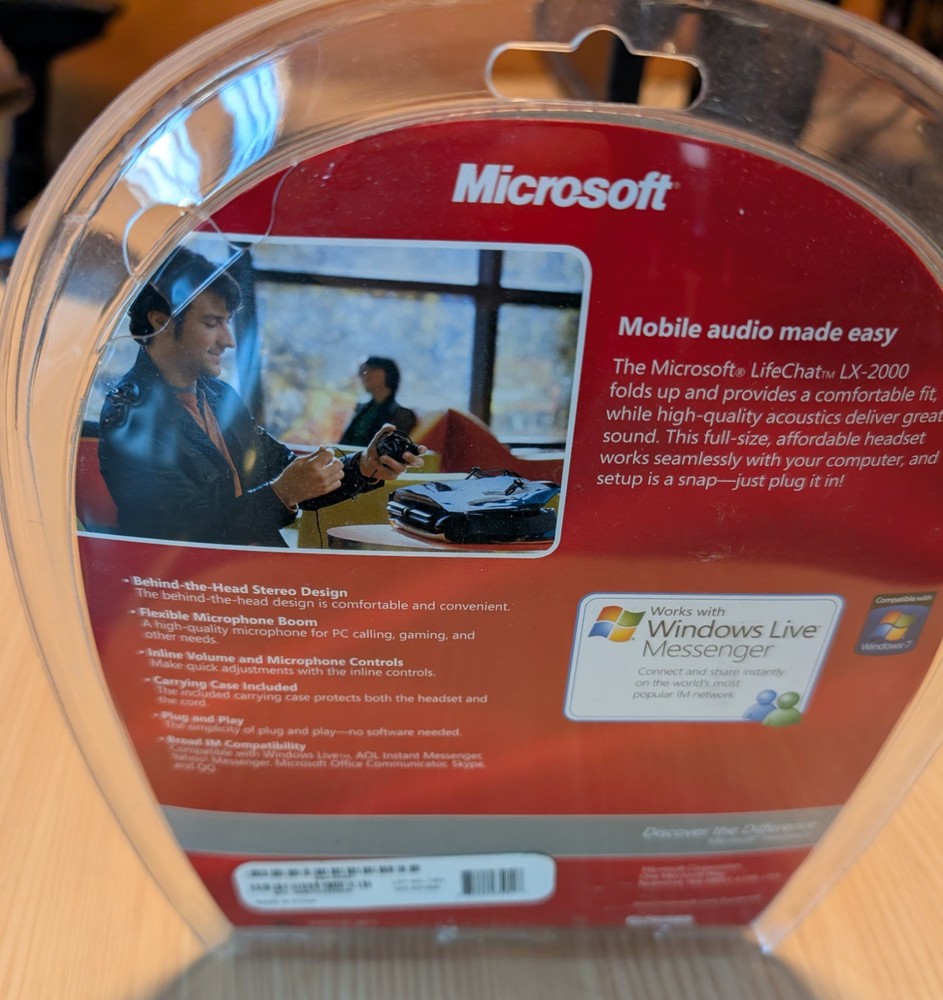 Microsoft Lifechat LX-2000 Compact Mobile Headset Foldable Microphone PC/MAC NIB