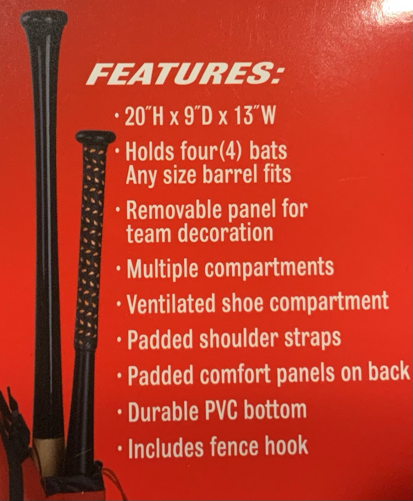 New Rawlings Baseball GAMER BACKPACK - Holds 4 bats, Shoe Compartment + others