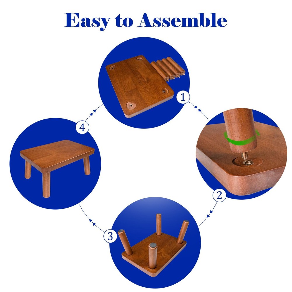 Wooden Step Stool Foot Stool with Non-Slip Mat One Step Stool Small