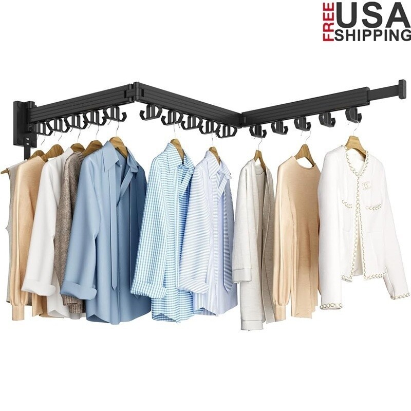 Wall Mounted Foldable Clothes Drying Rack Space Saving Laundry Organizer New