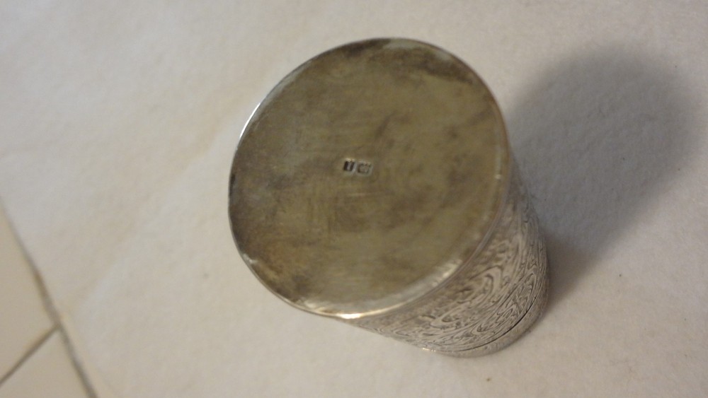 C. E. WILLIAMS BIRMINGHAM STERLING SILVER REPOUSSE PERFUME SCENT BOTTLE 1908