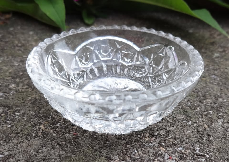 1905 Cambridge Wheat Sheaf Pattern Glass Open Salt Dip, Cellar, Dish!
