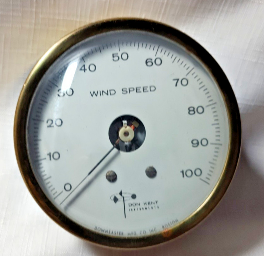 Downeaster Instruments Brass Solid Clock + Don Kent Wind Speed Guide