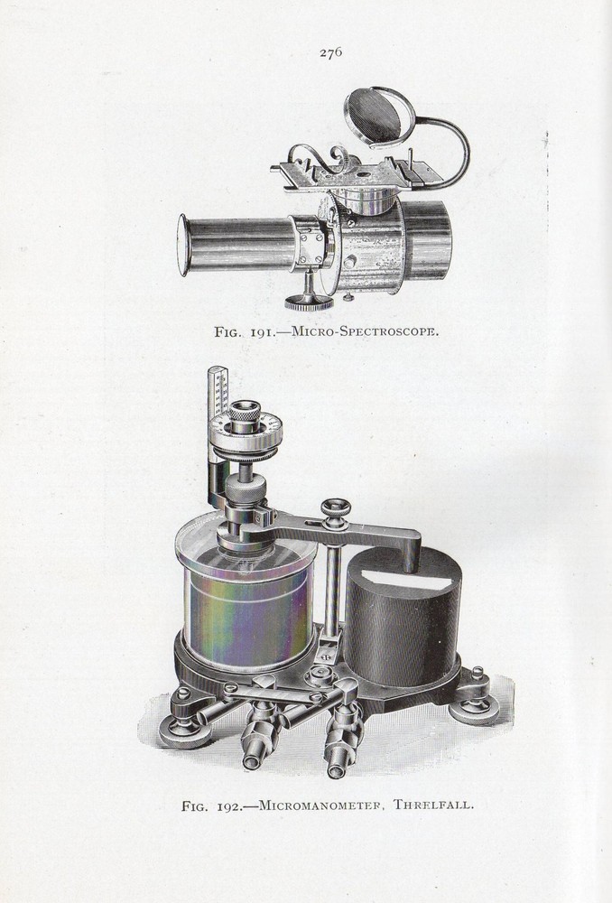 1921 PRINT MICRO-SPECTROSCOPE MICROMANOMETER THRELFALL REVERSE CHATTOCK TILTING