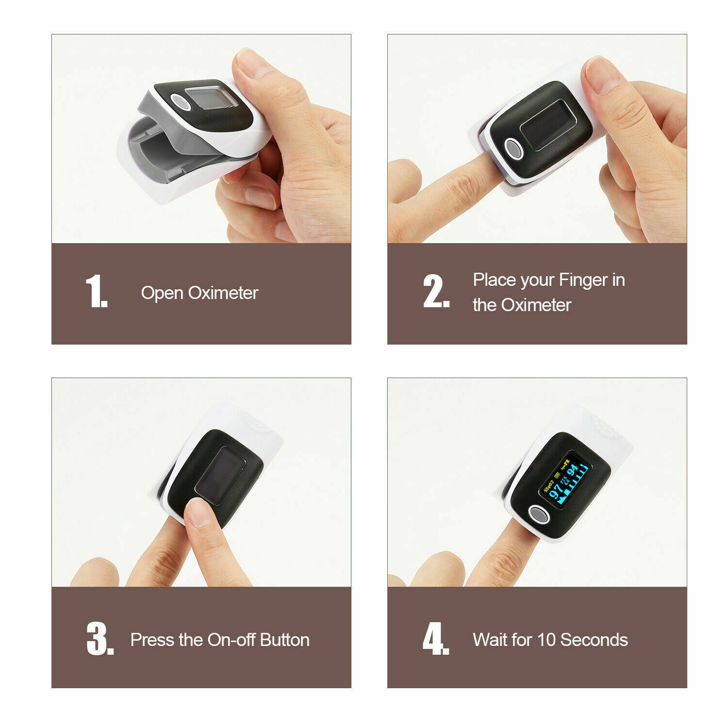 Finger Pulse Oximeter Heart Rate Blood Oxygen Saturation Monitor SpO2 PR Measure