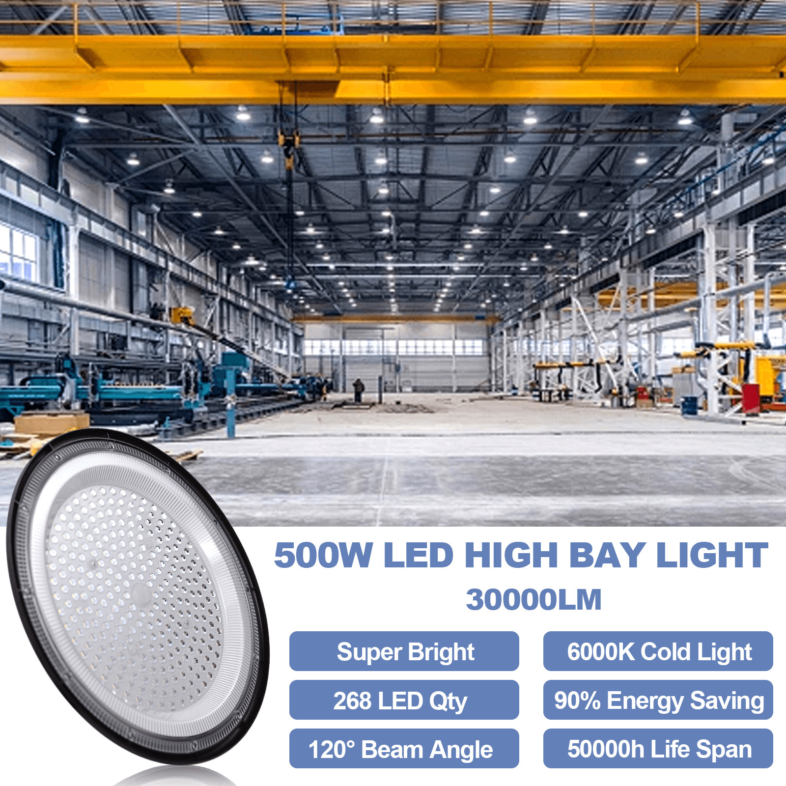 10 Pack 500W UFO LED High Bay Light Industrial Factory Warehouse Shop Commercial