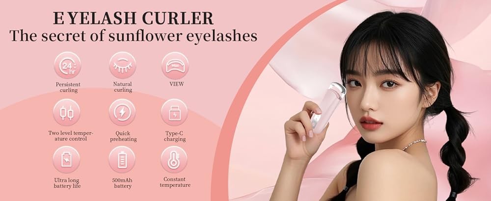 Heated Eyelash Curler for Natural Lashes 2 Level Adjustable Temperature