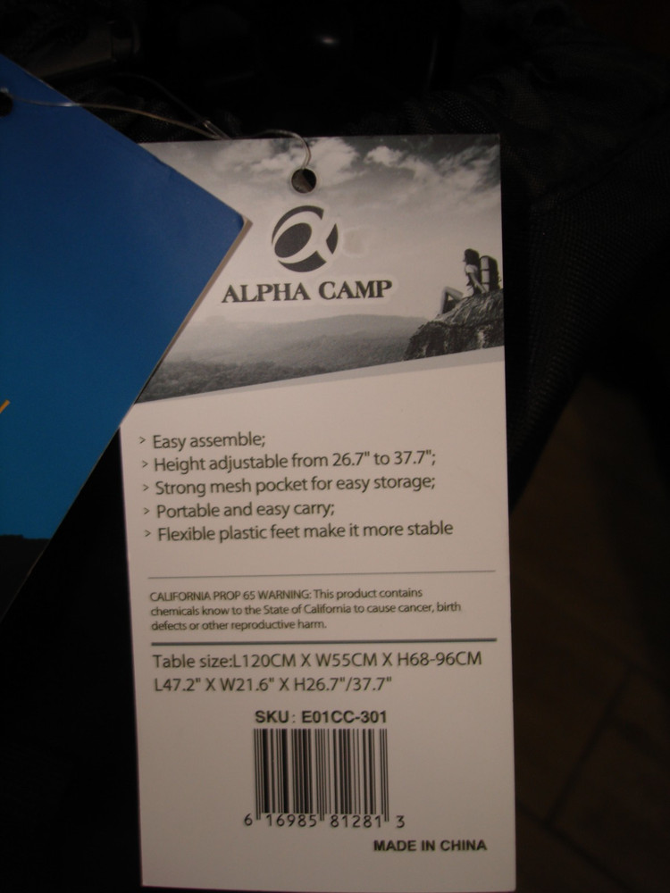 NEW ALPHA CAMP Portable Camping Table, Adjustable Aluminum Folding Table