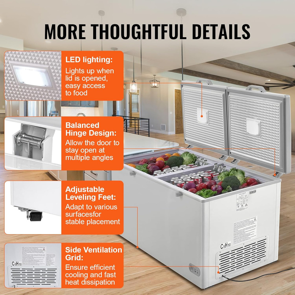 Spacious 19.8 Cu.Ft Chest Freezer with Lock, Adjustable Temp & 4 Baskets