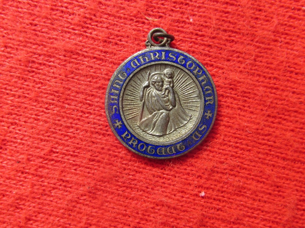 Sterling St Christopher Medal Protect US medal pendant