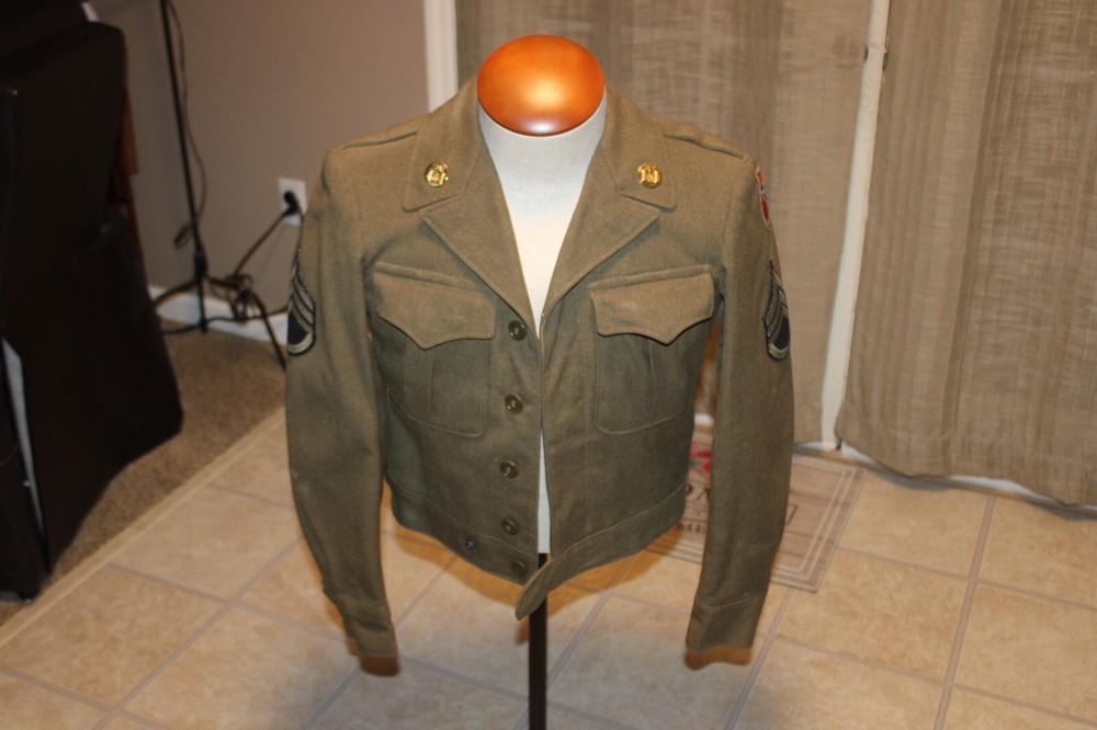 Vintage US Army IKE Jacket 36R US Forces Austrian Occupation Patch 301 Pins