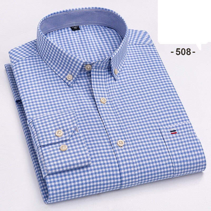 Men's Oxford Cotton Dress Shirt Long Sleeve Formal Business