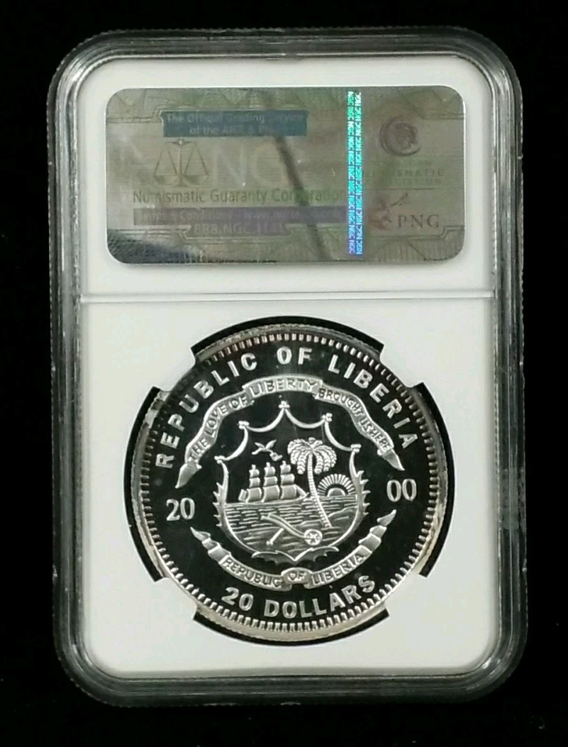 2000 LIBERIA S$20 'Bombing of Pearl Harbor' NGC PF 69UCAM .999 Proof Toned #6943