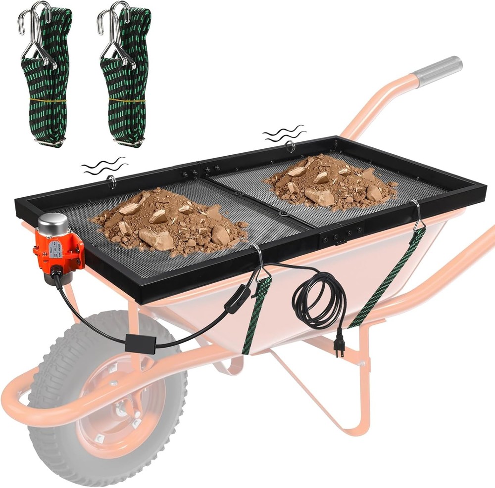 Soil Sifter with 30W Motor, Metal Sifter for Rocks with Switch & Noise-Reducing