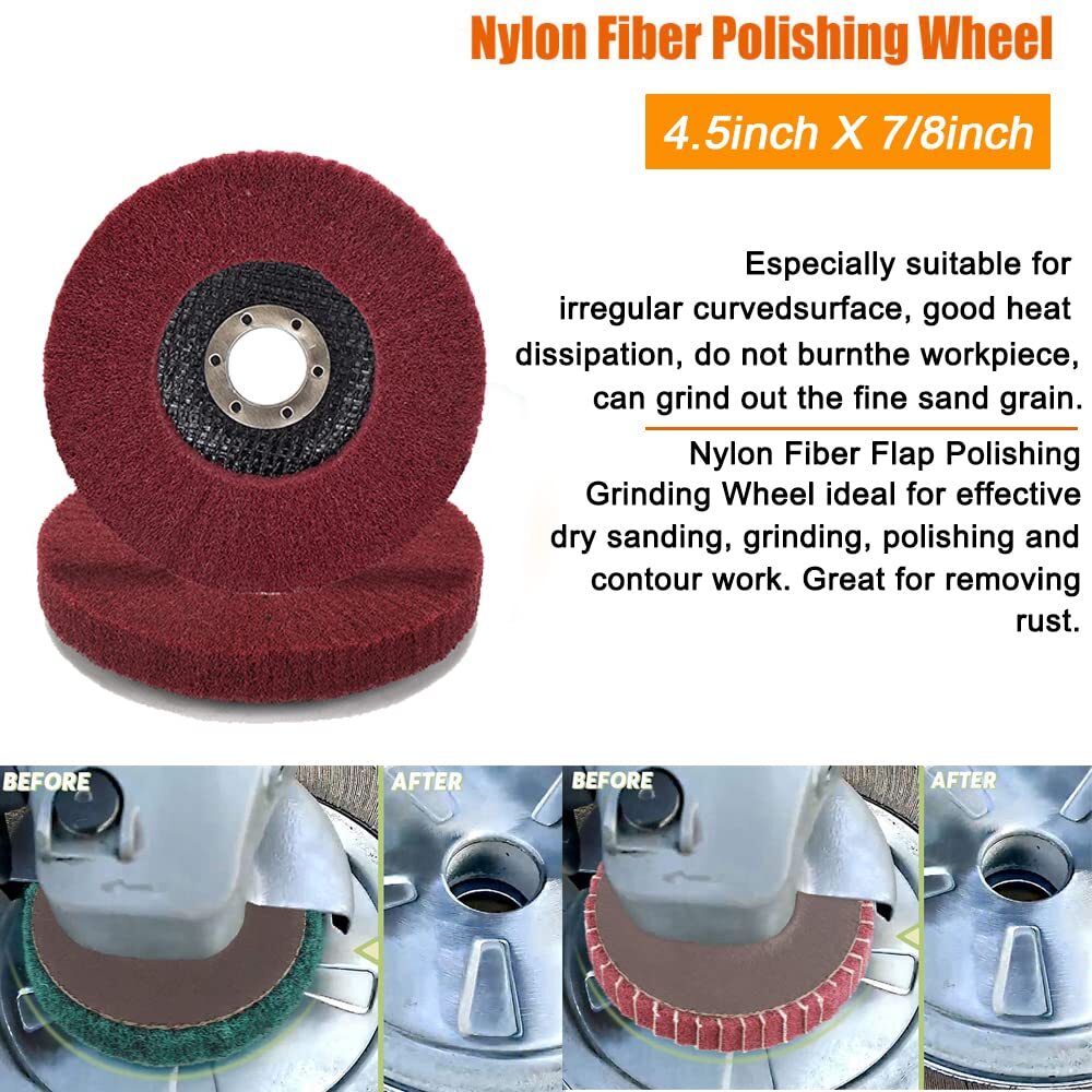 10x 4.5" Nylon Flap Wheels Polishing Buffing Pad Grinding Disc for Angle Grinder
