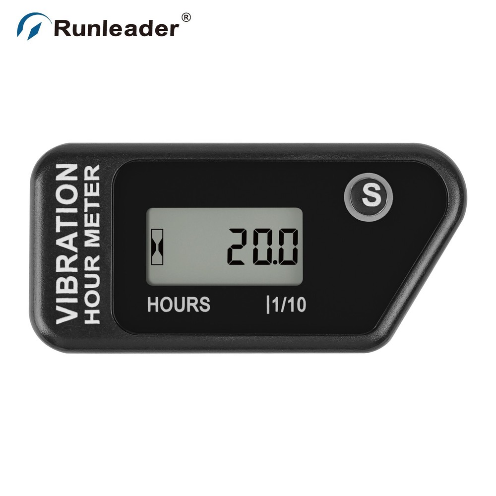 LCD Wireless Vibration Hour Meter Partial Hours Record Data Storage Waterproof