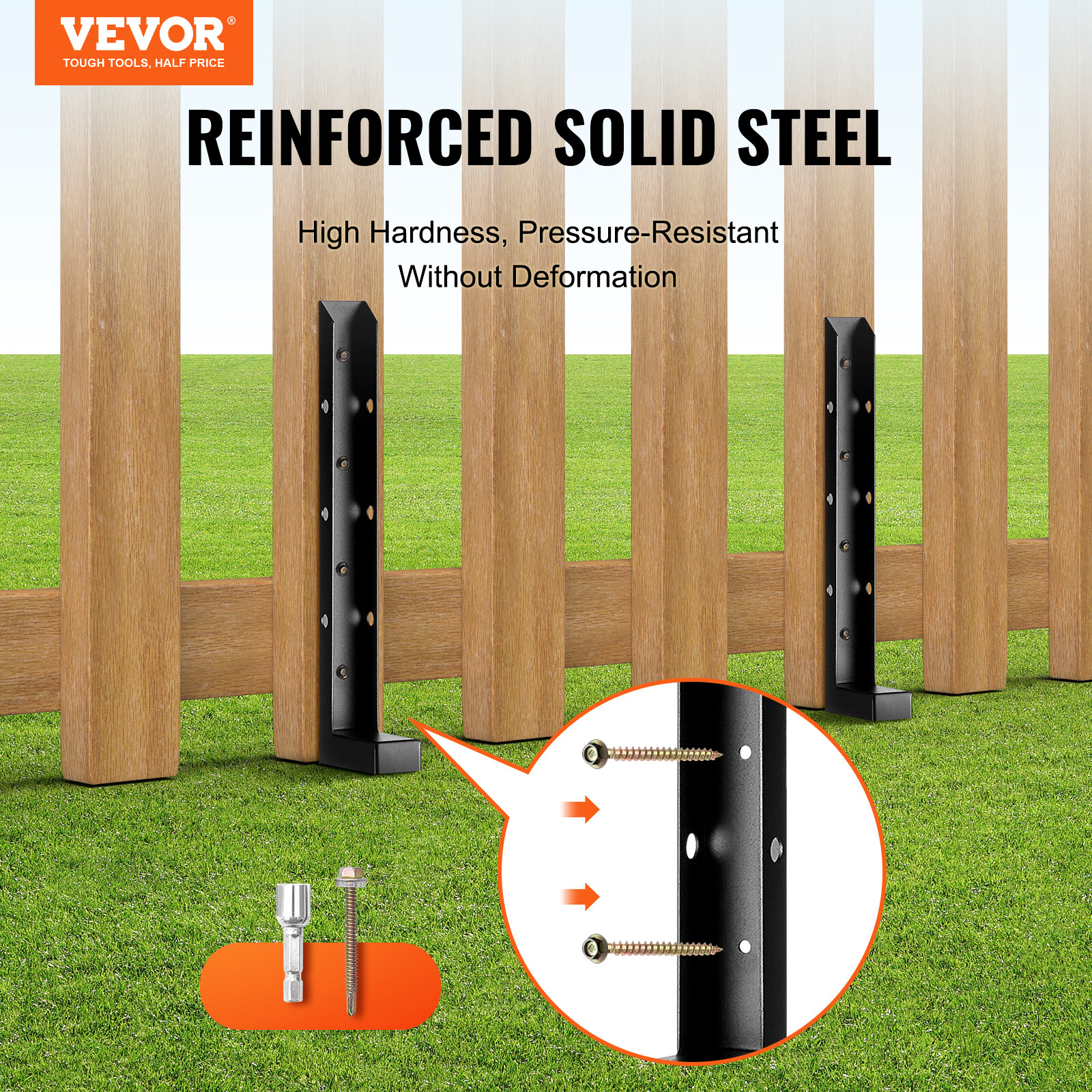 VEVOR Fence Post Anchor Repair Kit 2 Pack Inner 2” x2” Support Stakes Spike