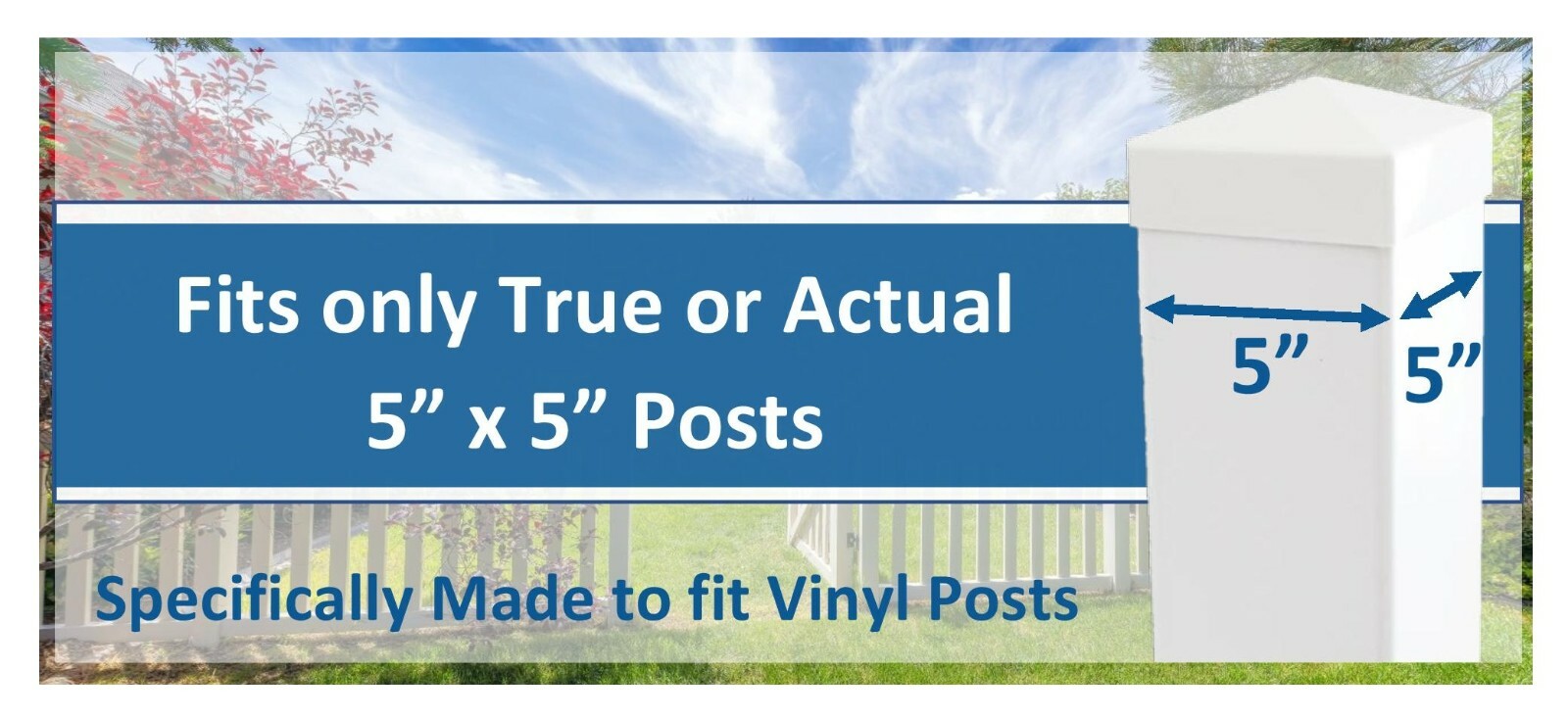 True 5x5 (127mm x 127mm) Plastic Pyramid Vinyl Fence Post Cap White 8,16, 24 pk