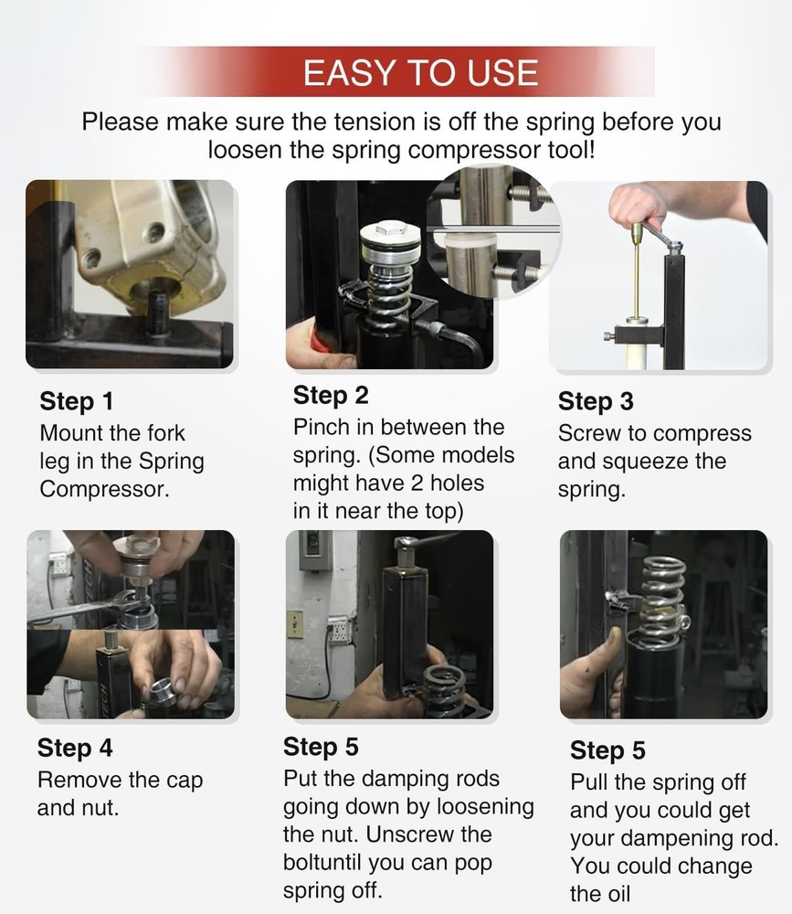 Fork Spring Compressor Tool, Powder Coated, Replace Front Fork Seals and Oil ...