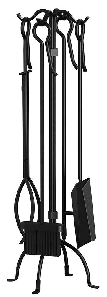 5-Piece Fireplace Tools Set Heavy Duty Wrought Iron Fire Place Toolset Black