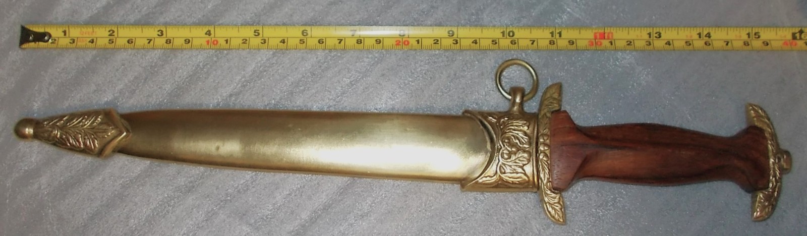 RARE? Vtg Brass or Copper Sheath & Double Edged Dagger Knife Hand Engraved INDIA