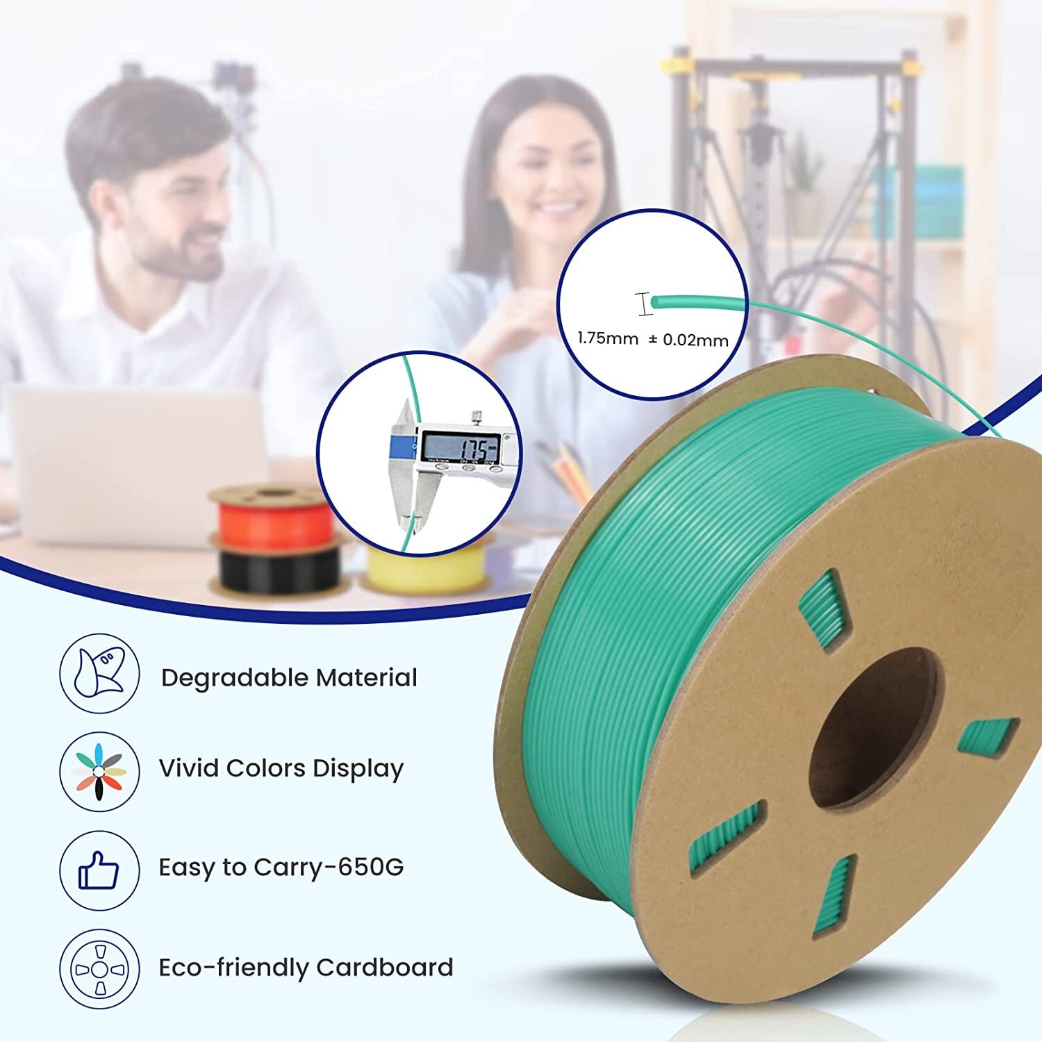 【Buy 10 Pay 6】JAYO 1.1KG PLA SILK ABS PLA+1.75mm With Spool 3D Printer Filament