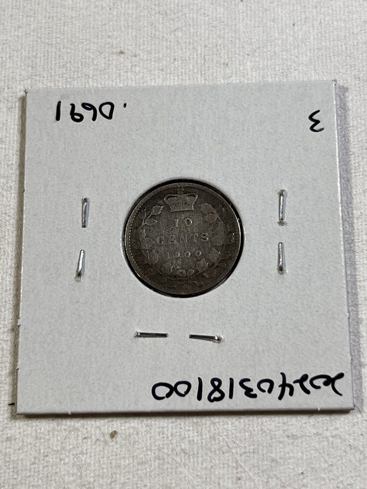 1900 Canada 10 Cents Silver Coin Cleaned