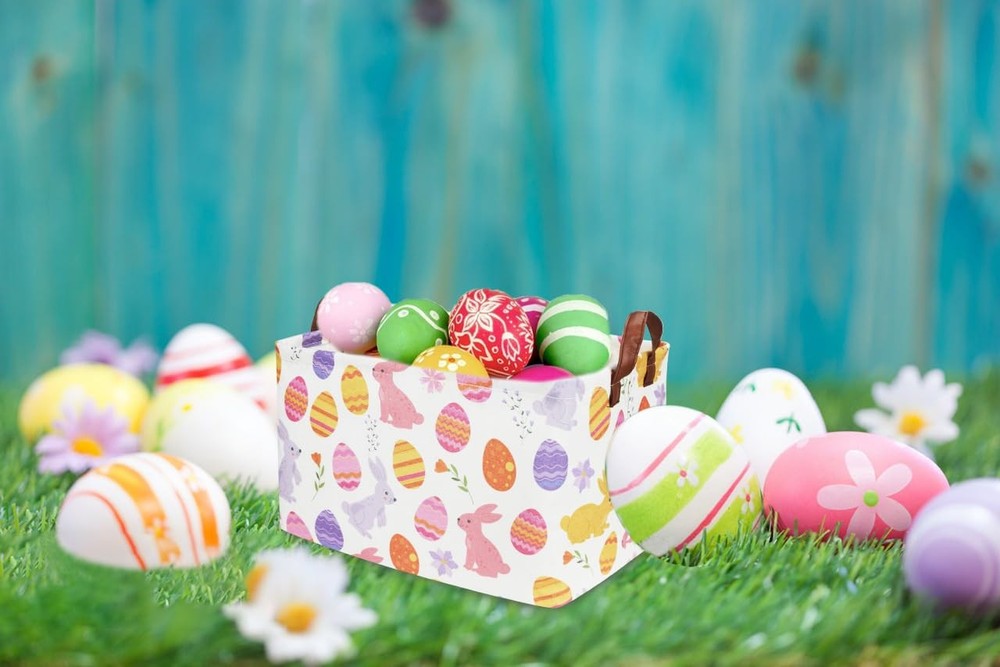Sanjiaofen Rectangular Easter Baskets, Kids Easter Basket Organizer.Cute Stor...