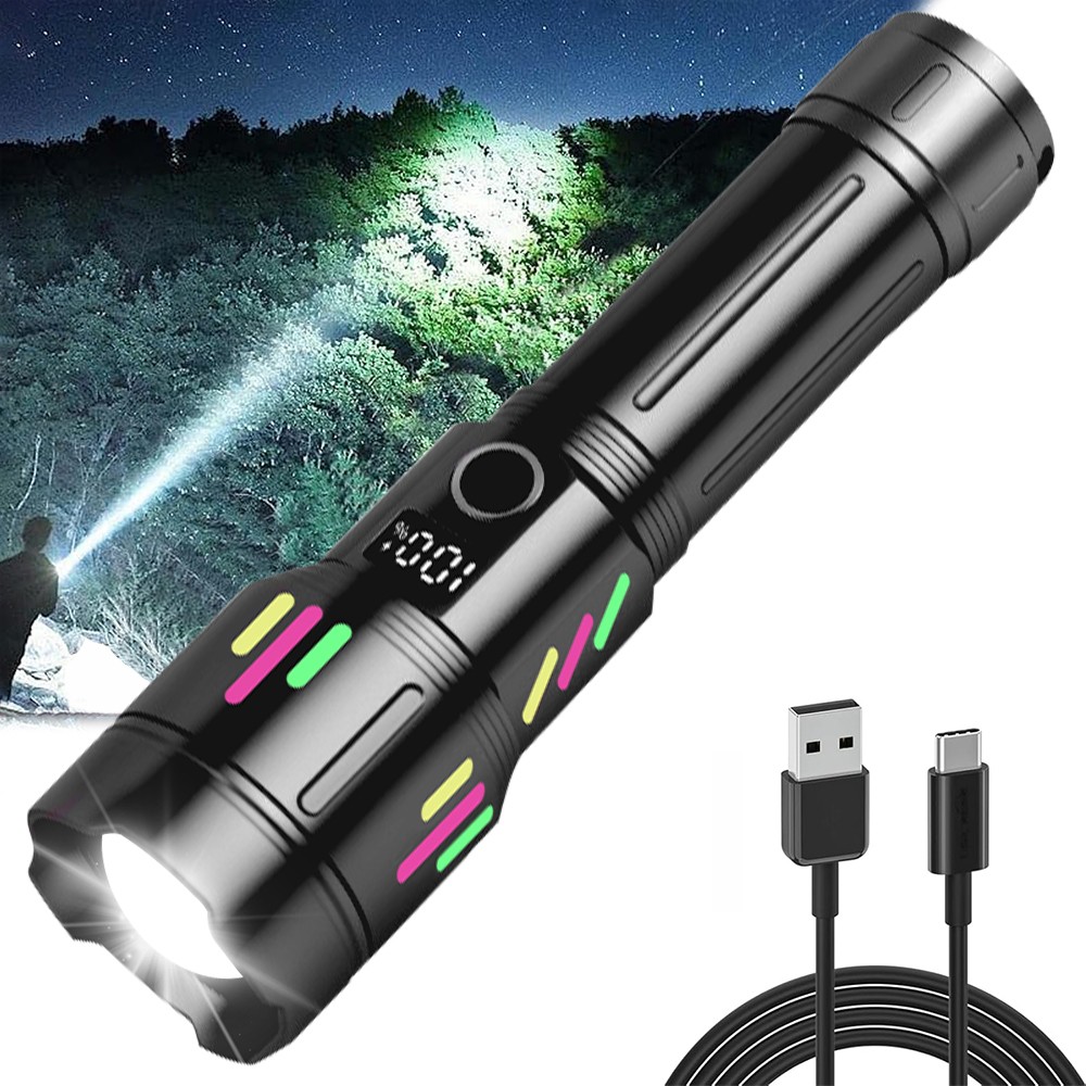 5000000 Lumen LED Tactical Flashlight Rechargeable Super Bright Powerful Torch