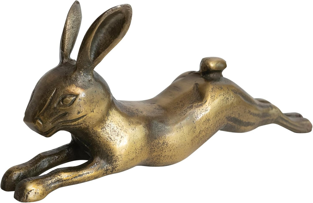 Decorative Embossed Aluminum Rabbit, Antique Brass