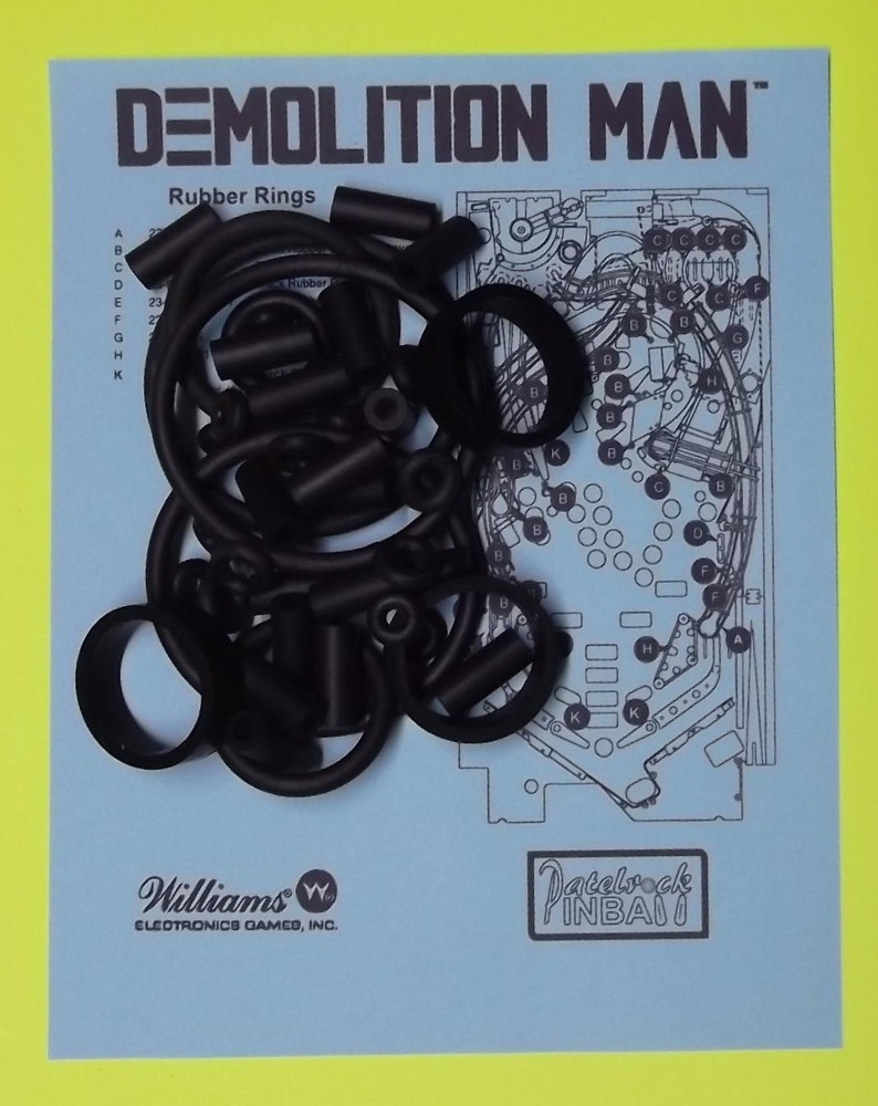 1994 Williams Demolition Man Pinball Machine Rubber Ring Kit DM
