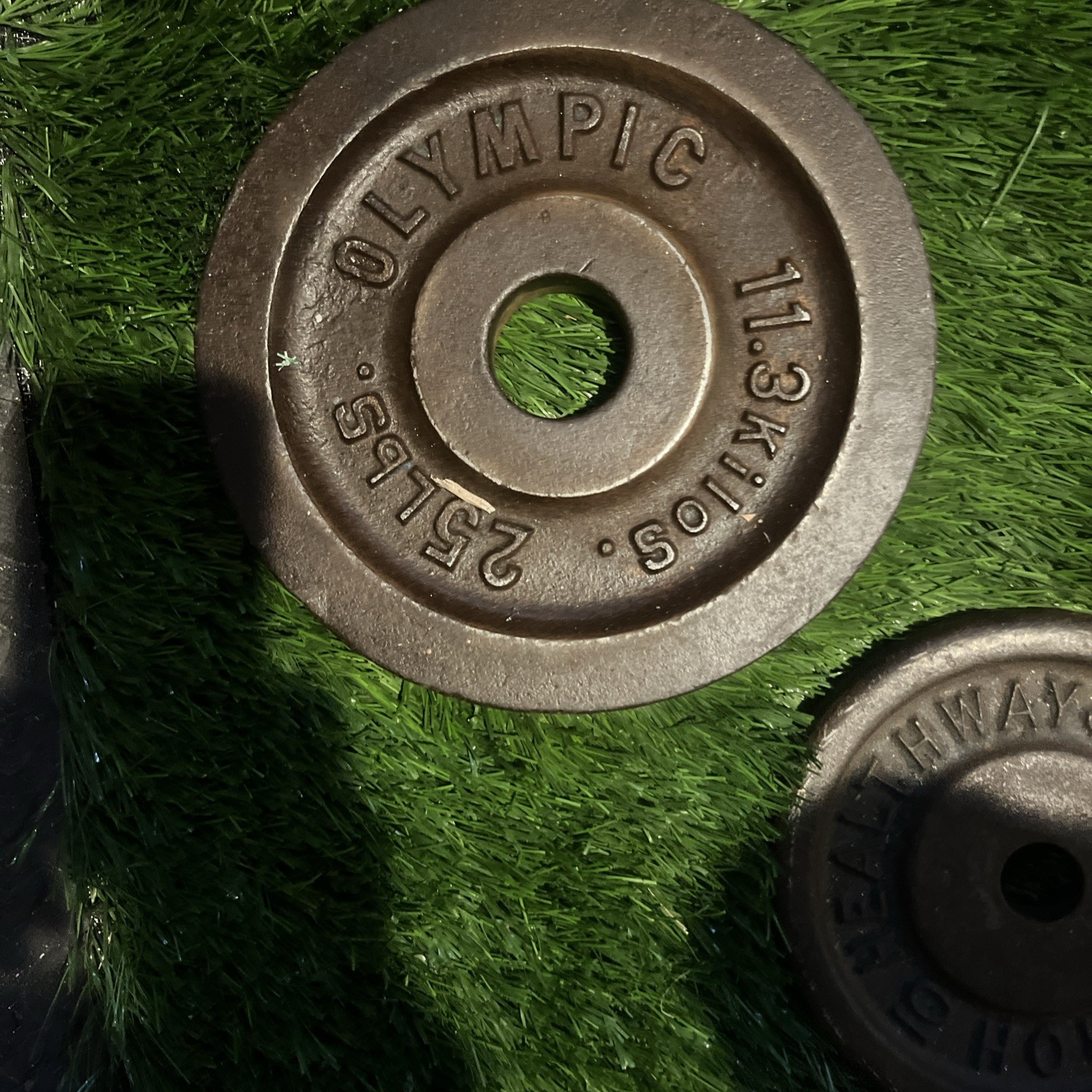 Vintage York Olympic 25 Lb Weight Plates, One Milled York