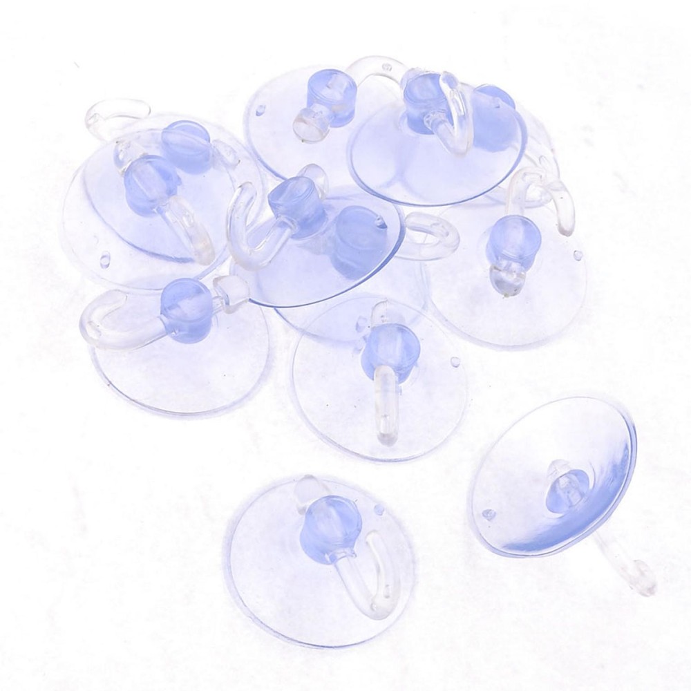 12 Pcs 40mm Clear Blue Plastic Suction Cup Hooking Hanger