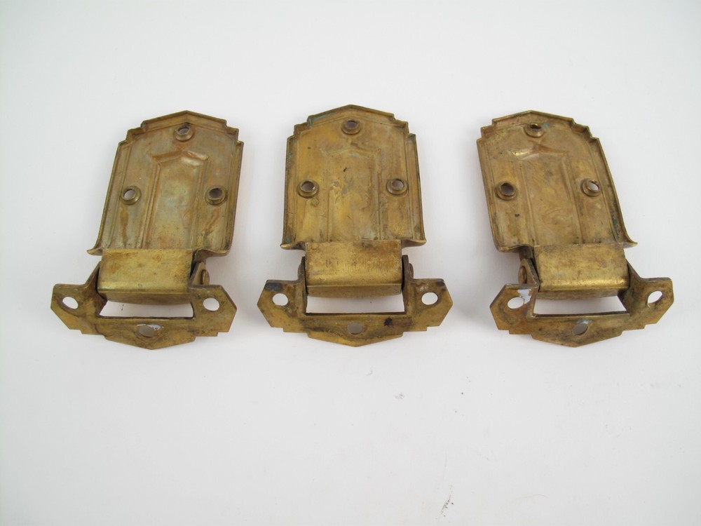 THREE / Vintage Art Deco Stepped Skyscraper Offset Cabinet Hinge 4.5"x3"
