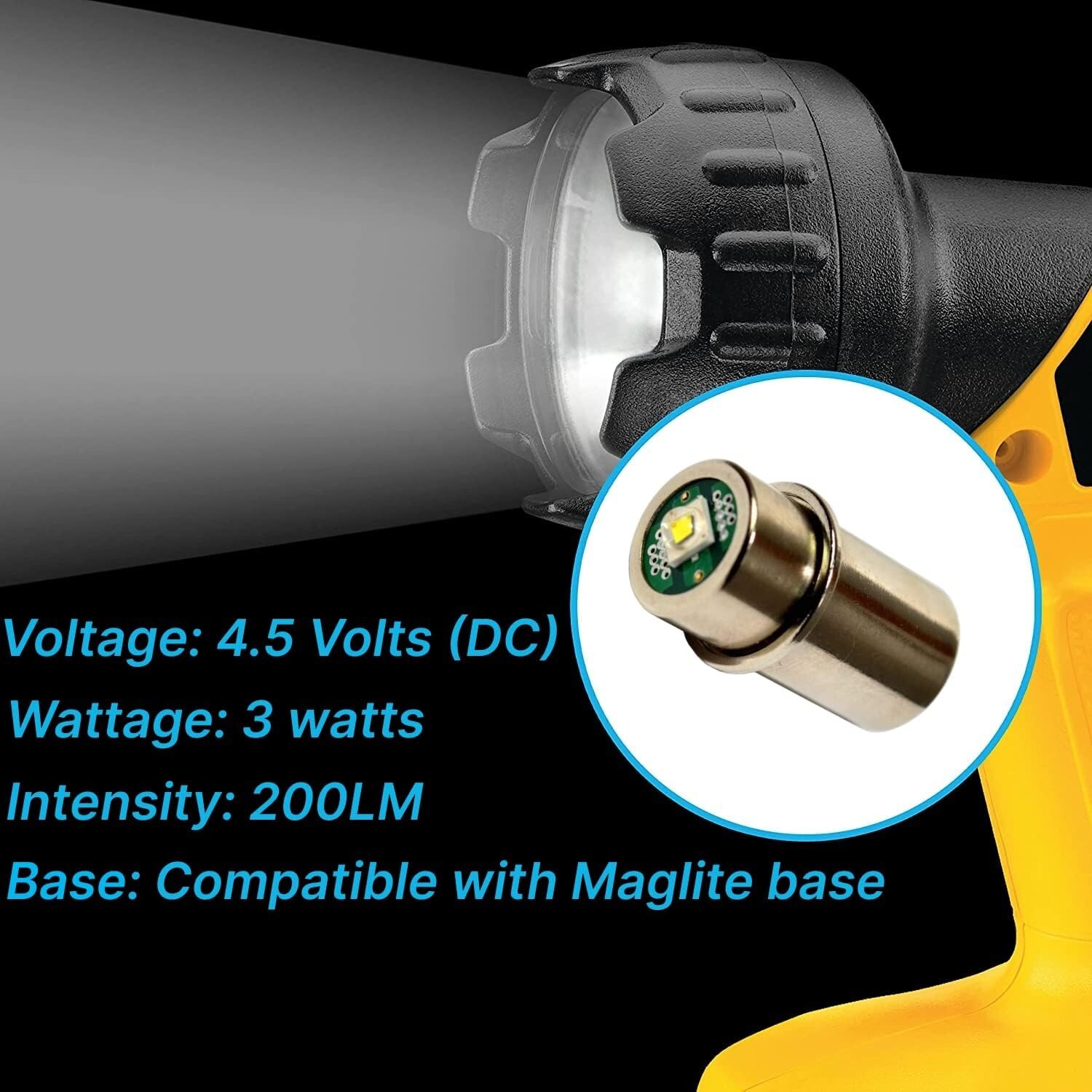 HQRP LED Upgrade Bulb for Maglite Cell Flashlight 2C 3C 2D 3D D30113730000
