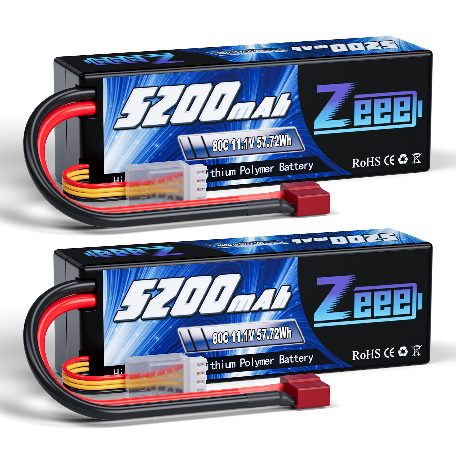 2PCS Zeee 11.1V 80C 5200mAh 3S LiPo Battery Deans for RC Car Truck Heli Airplane
