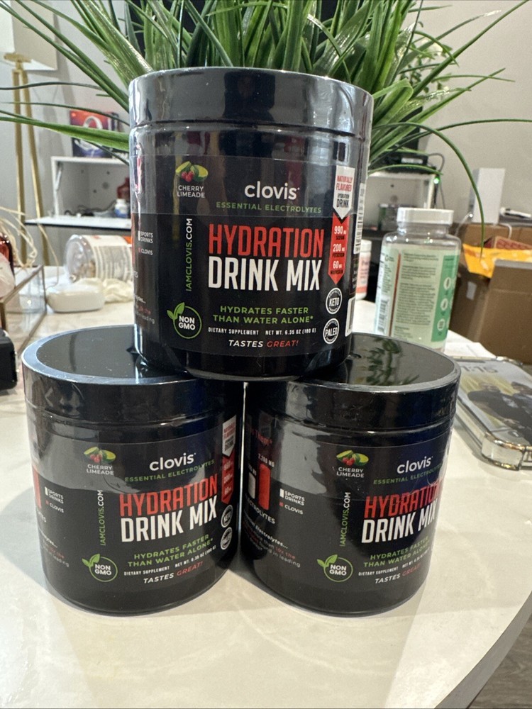 Clovis Essential Electrolytes HYDRATION DRINK MIX Cherry Limeade 3 Pack New