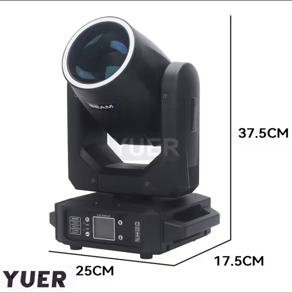 200W LED Beam Moving Head Light With Ring Beam + 18 Rotating Prisms + Rainbow 12