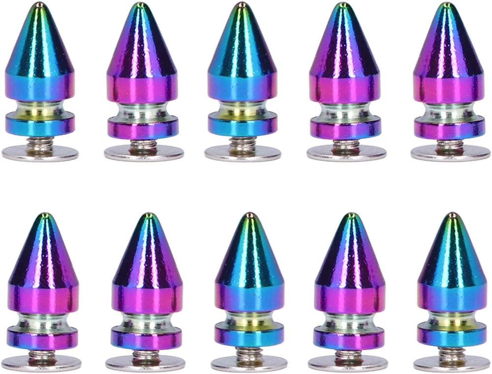 10 Sets Stud Spike High Hardness Colorful Bullets Rivets Suitable for DIY Lea...