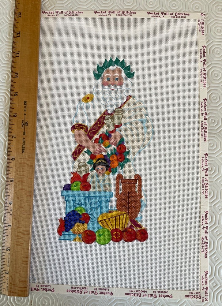 BEAU GESTE Handpainted Canvas with Senator Santa & Chart
