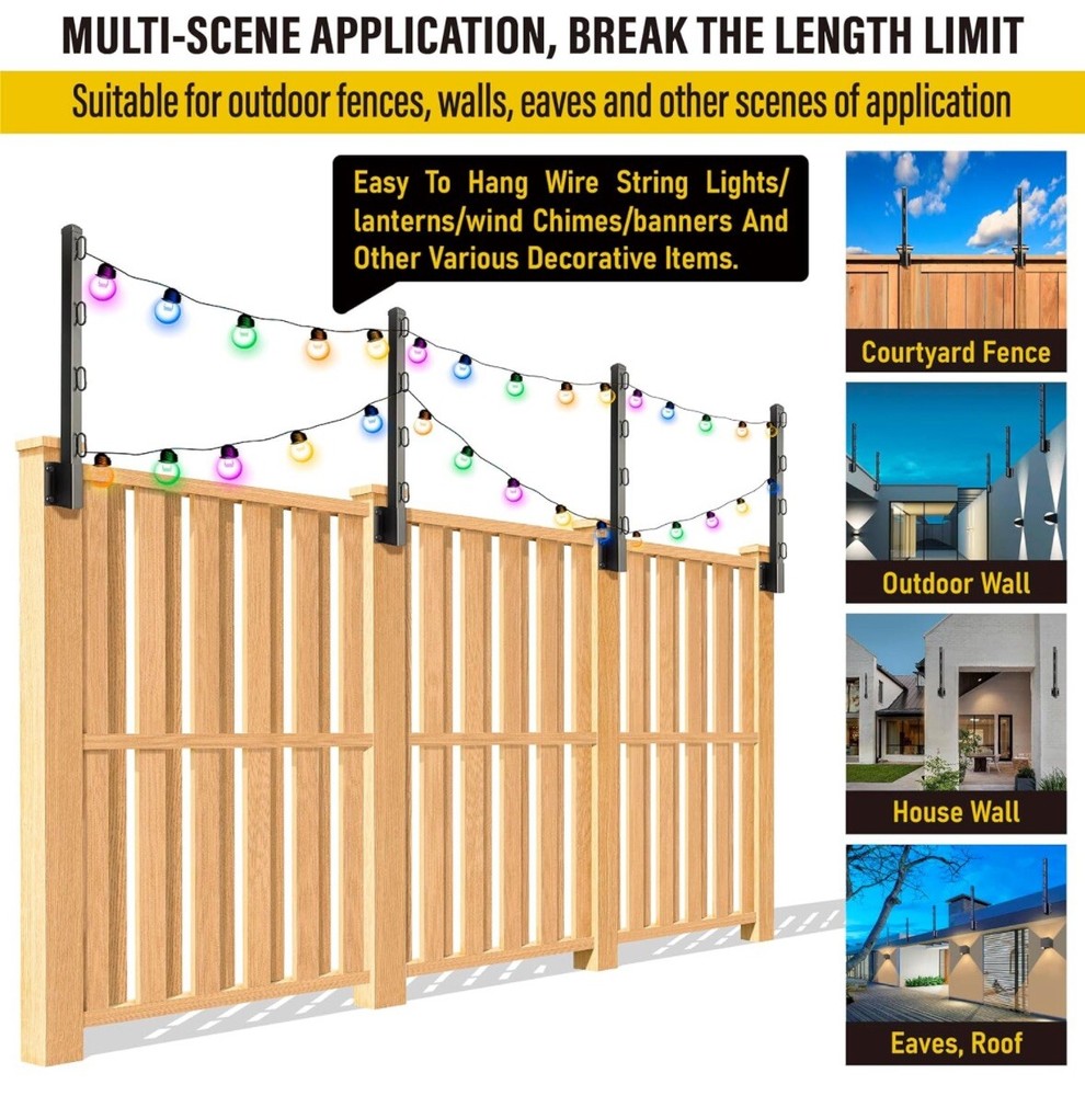 4-Pack String Light Poles Mount On Post, Pole Or Wall 23.5 Inch-NEW