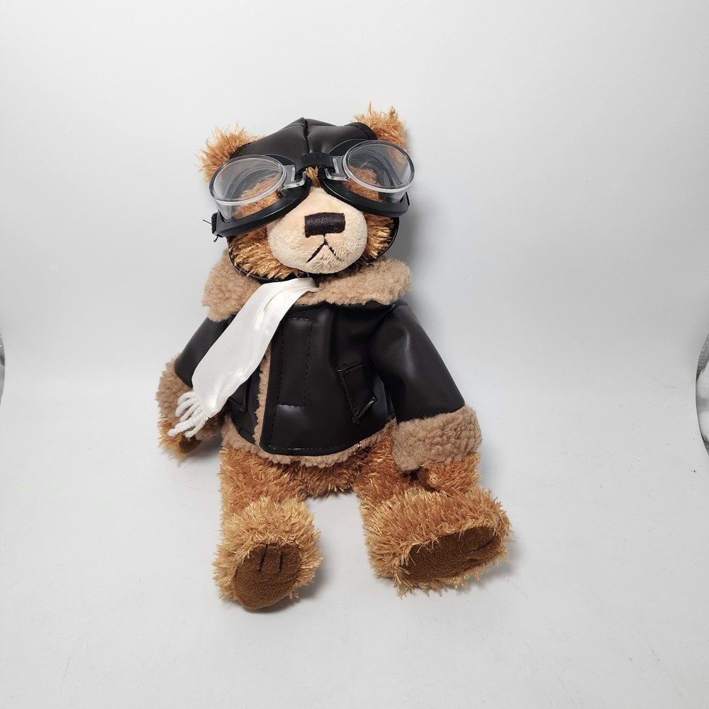 PLUSH TEDDY BEAR DRESSED AS AN Aviator "Ralph" Brass Button Bears