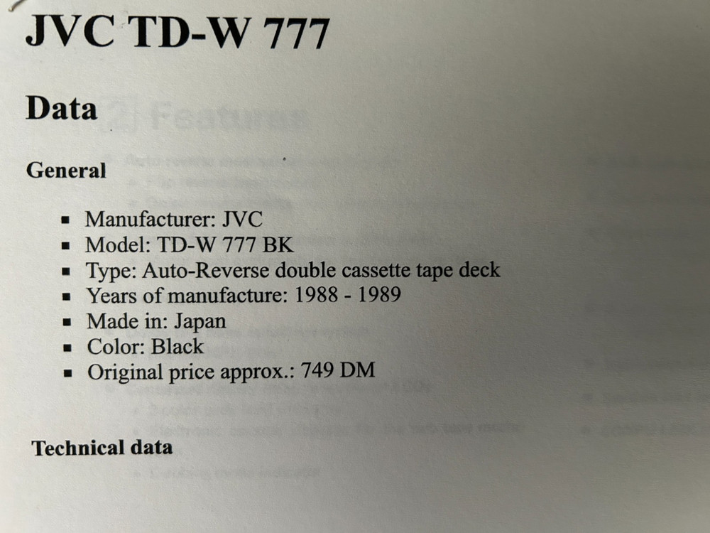 JVC Dual Cassette Deck (TD-W777) Works!