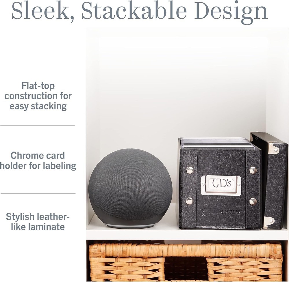 Organize Effortlessly with 2-Pack Stylish CD Storage Boxes - Stores 52 Discs