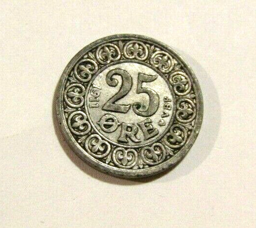 Denmark 1911 25 Ore Silver Coin