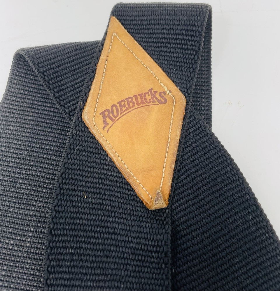 VTG Roebucks Men's 2” Solid Straight Clip Adjustable X-Back Suspender Black