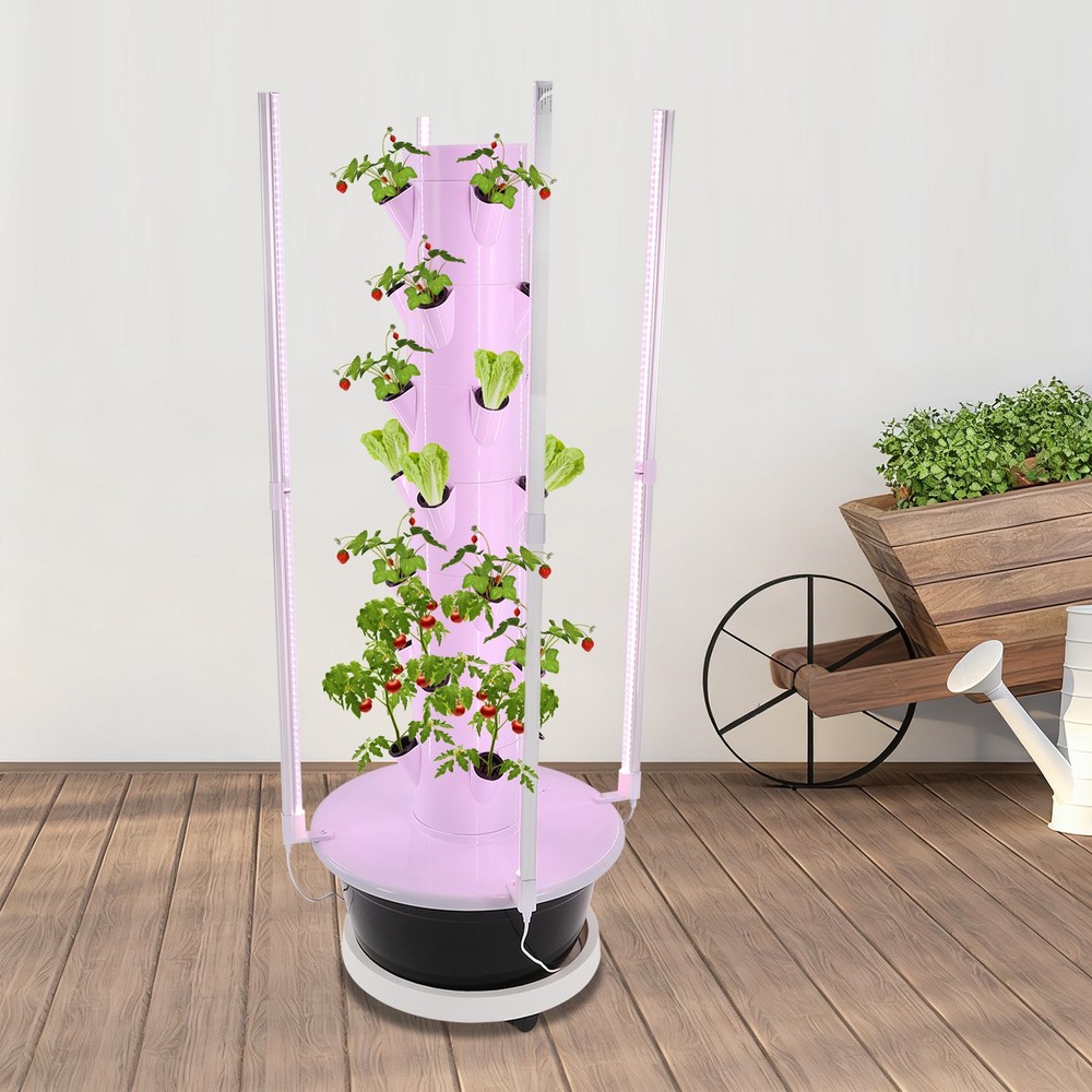 7 Layer 28 Holes Hydroponic System w/Light Vertical Hydroponic Growing Tower Kit