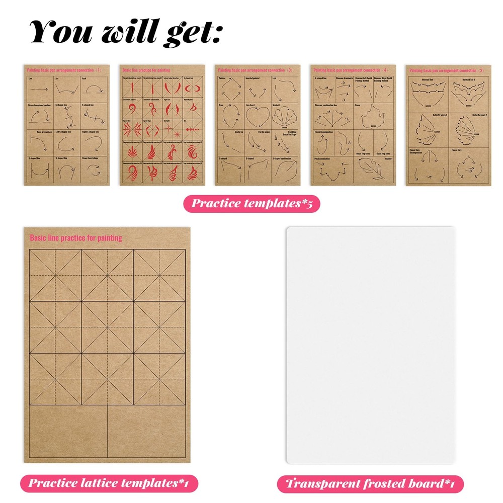 7 PCS Reusable Face Painting Practice Board A4 Size Stencil Template Sheets