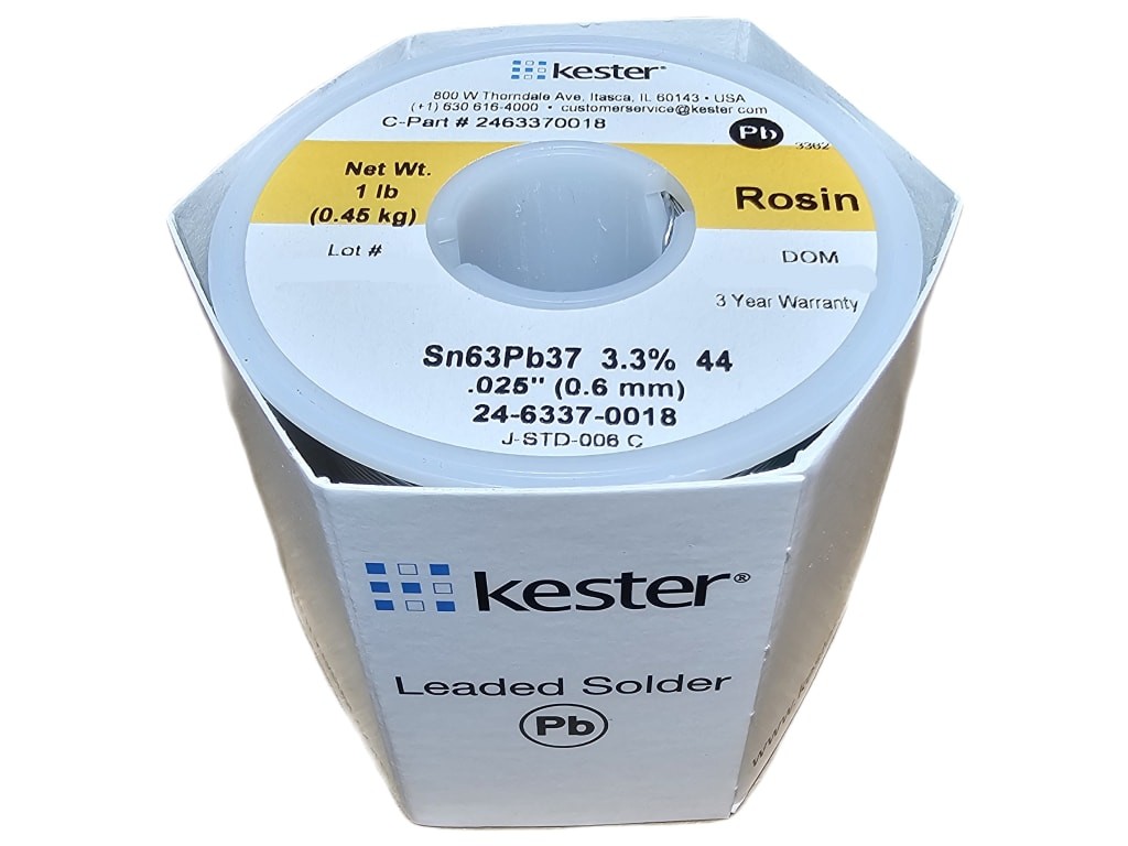 Kester 24-6337-0018 - Flux-Cored Solder Wire, Rosin Core, Leaded, Sn63Pb37,